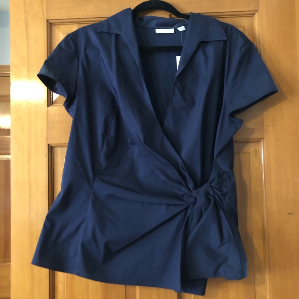 Classy Navy Wrap Blouse